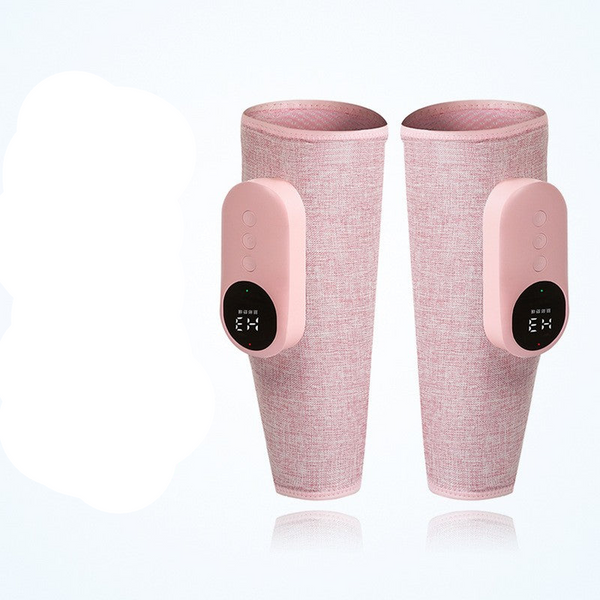 Pair of pink knee braces with digital displays on a white background