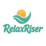 RelaxRiser logo in elegant teal lettering with a golden sun above soft teal waves, symbolizing calm, renewal, and modern wellness.