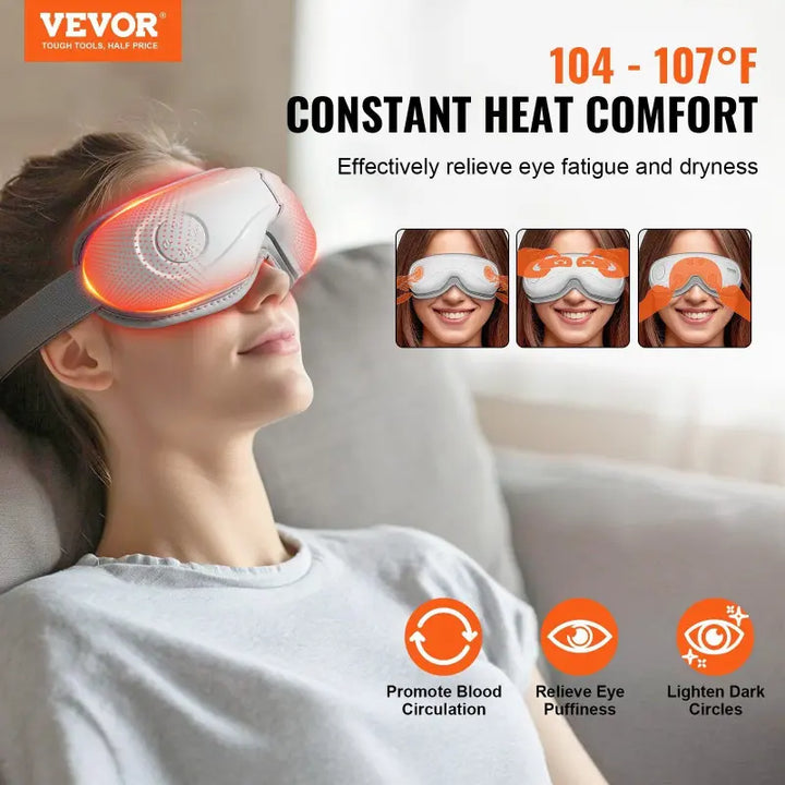RelaxRiser™ DreamEyes Pro heated eye massager with Bluetooth, 5 modes, and constant heat therapy to relieve fatigue, puffiness, and dark circles