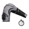 Cordless heated shoulder wrap with adjustable straps and digital control panel, designed for targeted shoulder pain relief using heat and vibration therapy, shown with USB charging cable.