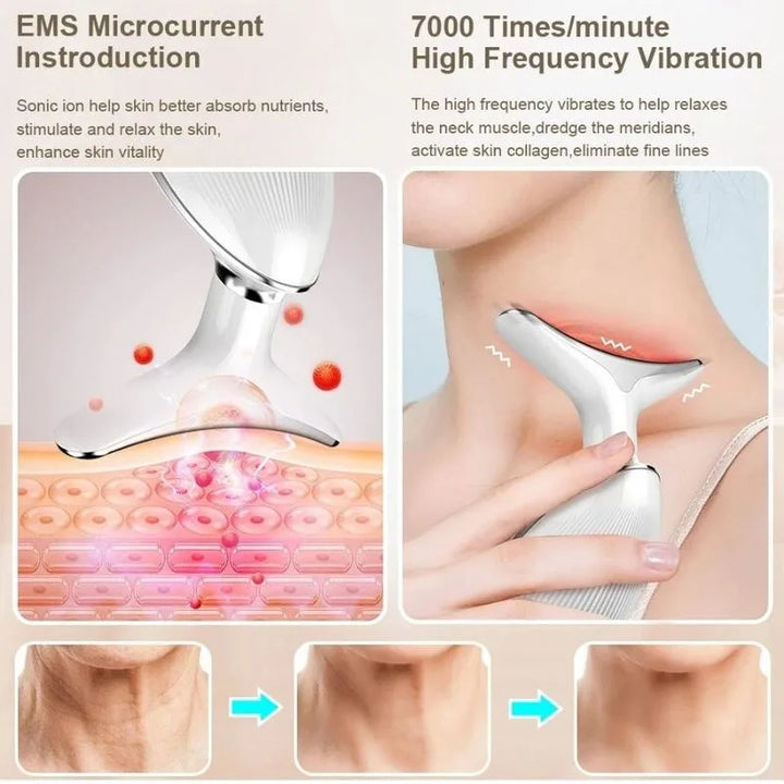 RelaxRiser VSkin neck massager with EMS microcurrent and 7000/min high-frequency vibration for tightening and fine line reduction
