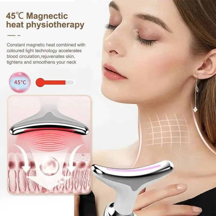 RelaxRiser VSkin neck tightening device with 45°C magnetic heat physiotherapy for collagen boost and skin rejuvenation